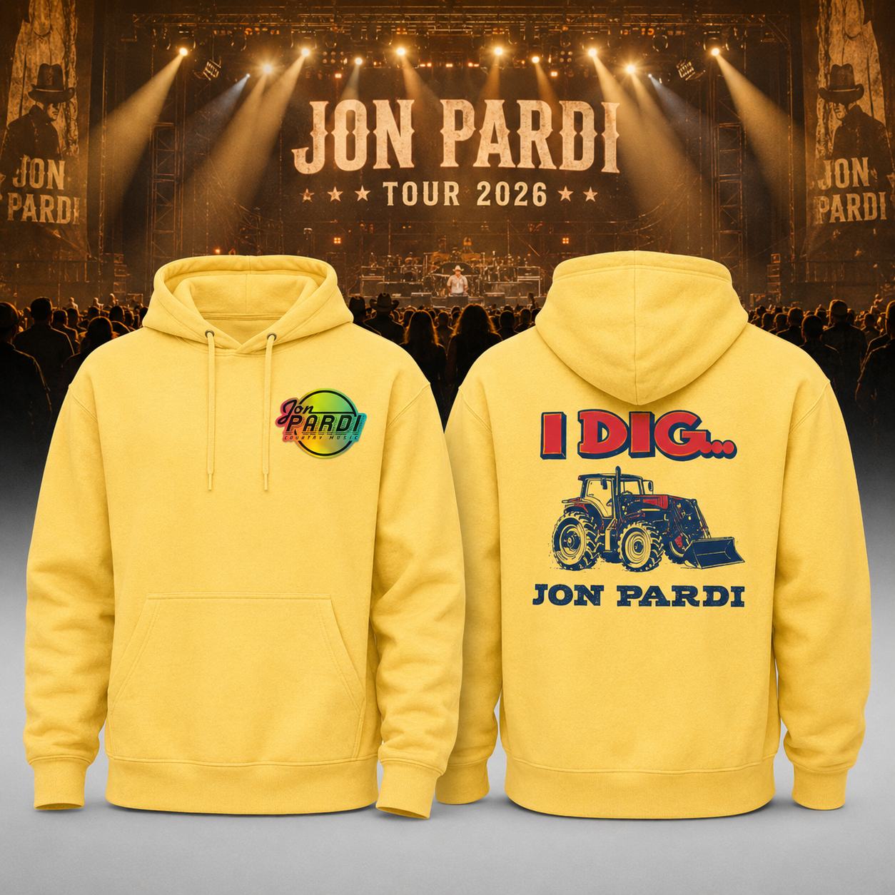 Jon Pardi Tour 2026 I Dig Yellow Hoodie - Best Gift for Fans