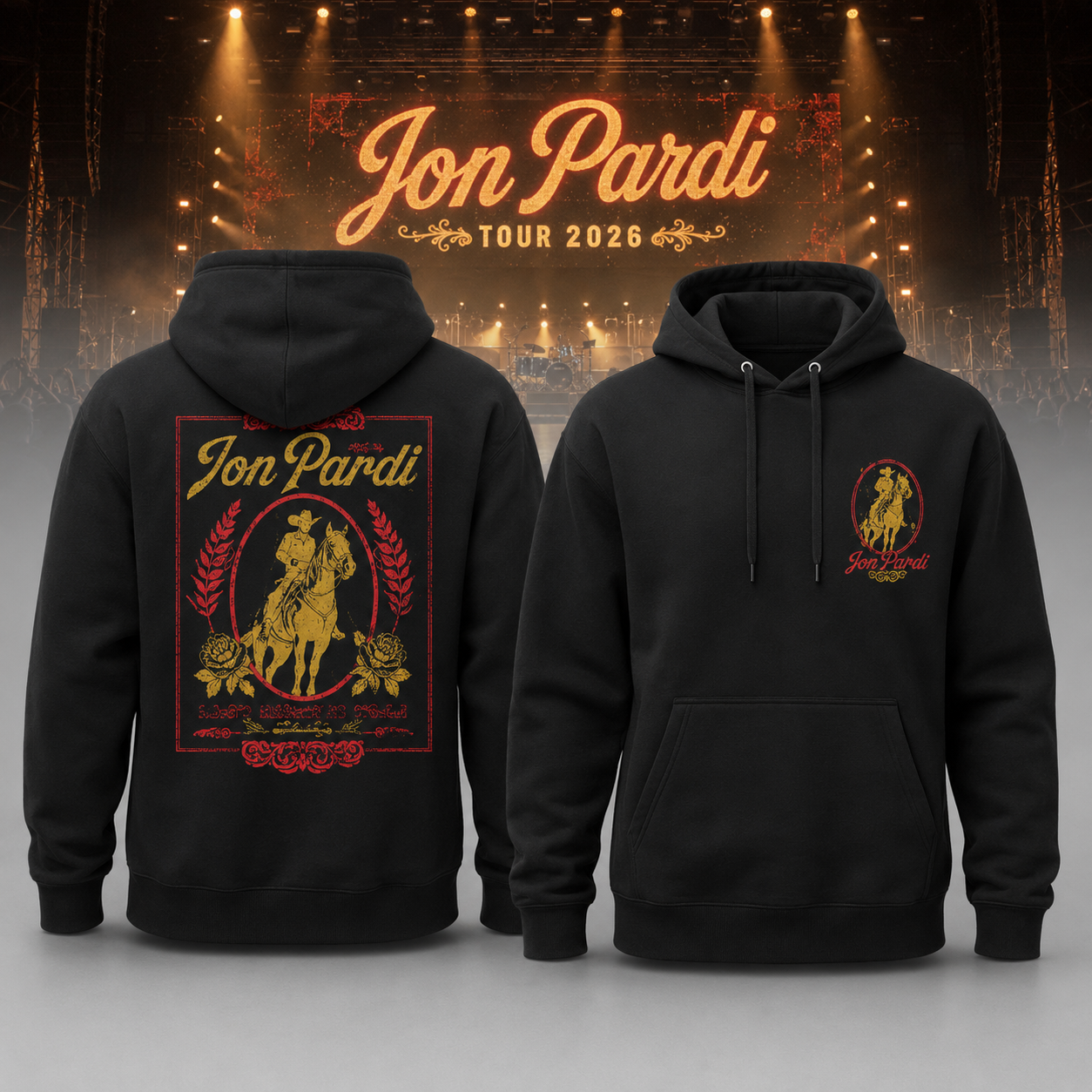 Jon Pardi Last Night Lonely Cowboy Tour 2026 Black Hoodie - Best Gift for Fans