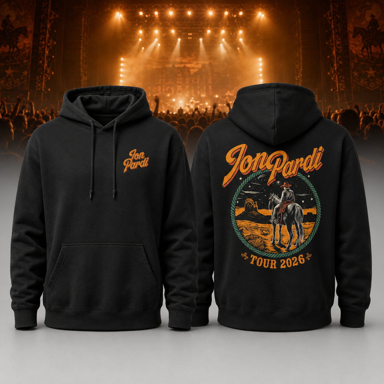 Jon Pardi Tour 2026 Starlight Cowboy Pullover Hoodie - Western Country Music Fan Gift Idea