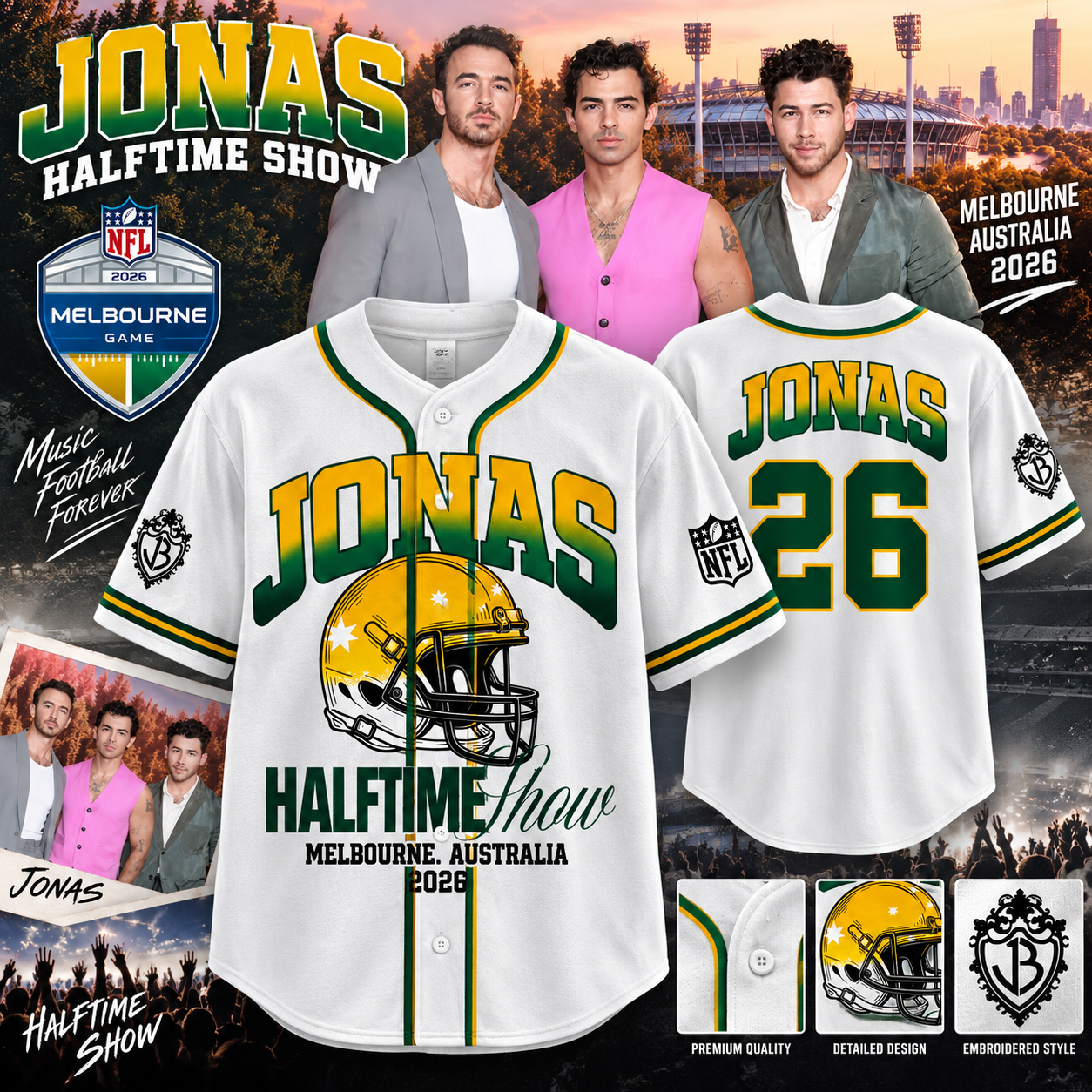 Jonas Brothers Melbourne 2026 Jersey Merch 1 - Unicasport Jonas Brothers Melbourne 2026 Jersey Merch