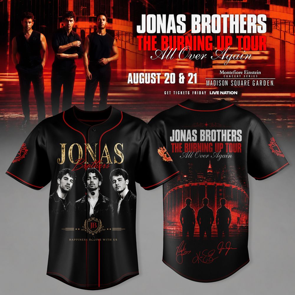 Jonas Brothers The Burning Up Tour 2026 Limited Edition Baseball Jersey