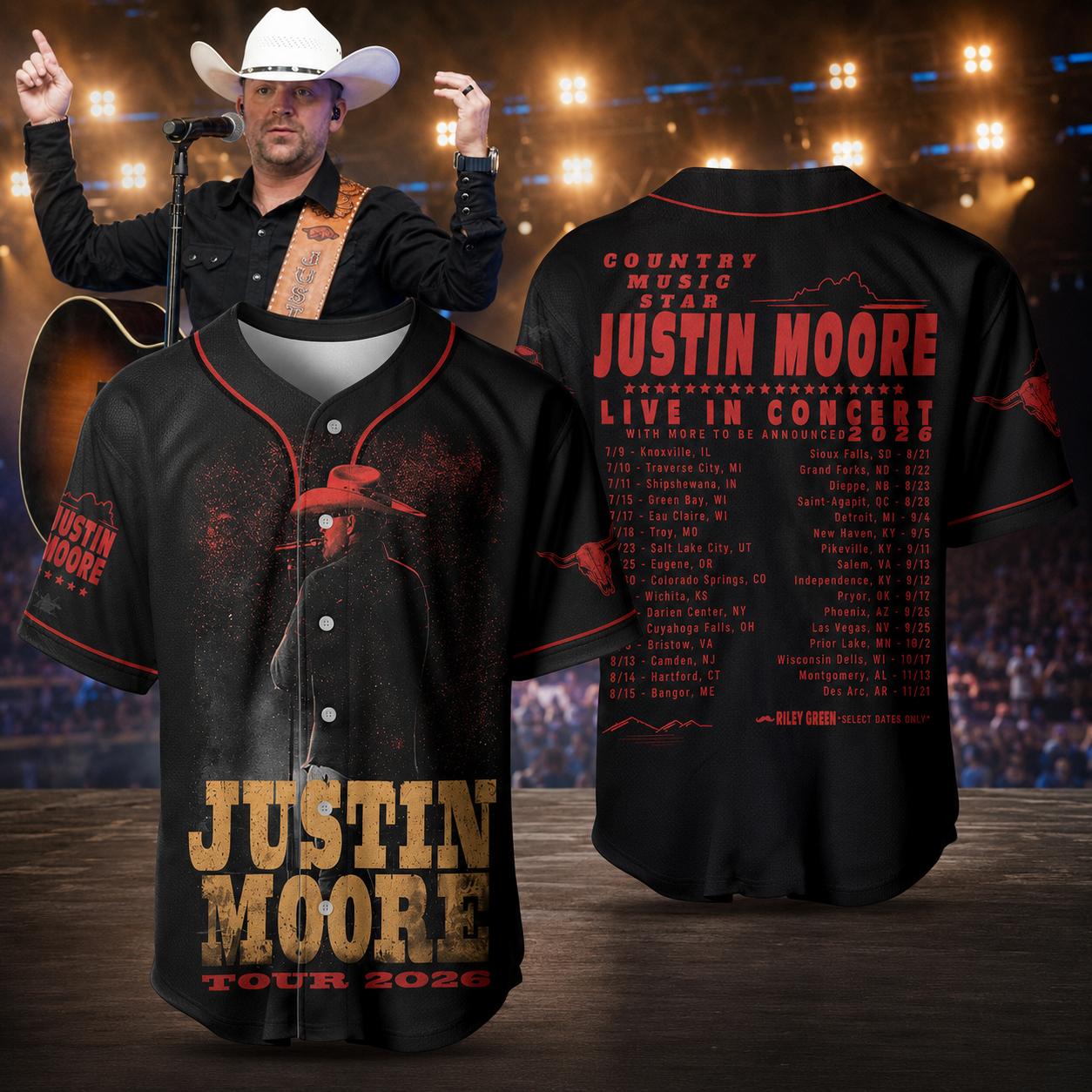 Justin Moore 2026 Country Concert Jersey