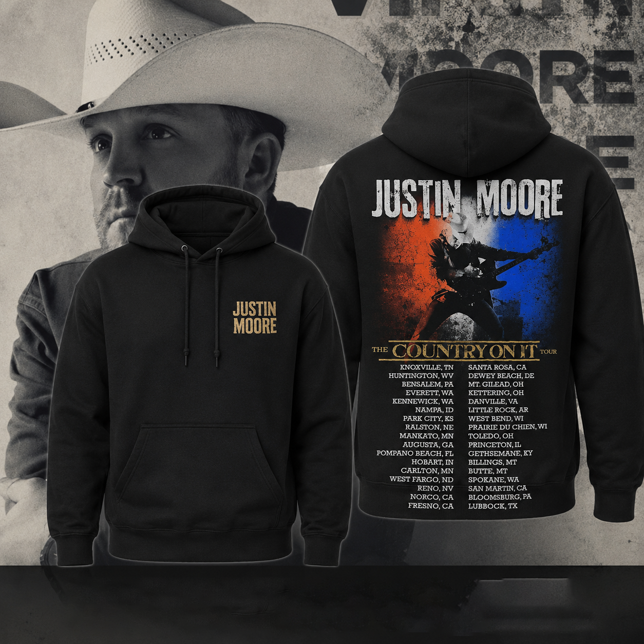 Justin Moore The Country On It Tour 2026 Hoodie Gift for Fans
