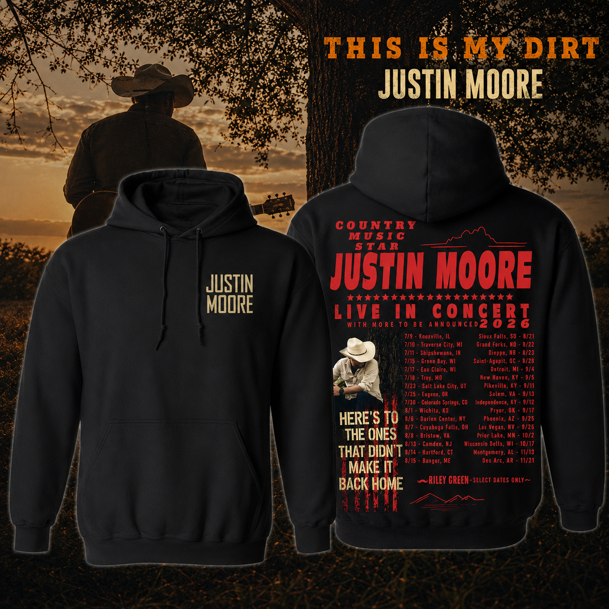 Justin Moore This Is My Dirt 2026 Tour Hoodie Country Music Concert Merch Gift for Fans
