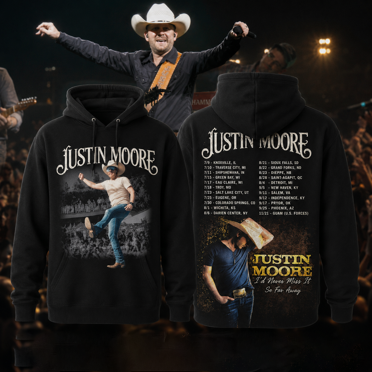 Justin Moore Tour 2026 Vintage Country Music Hoodie Gift for Fans