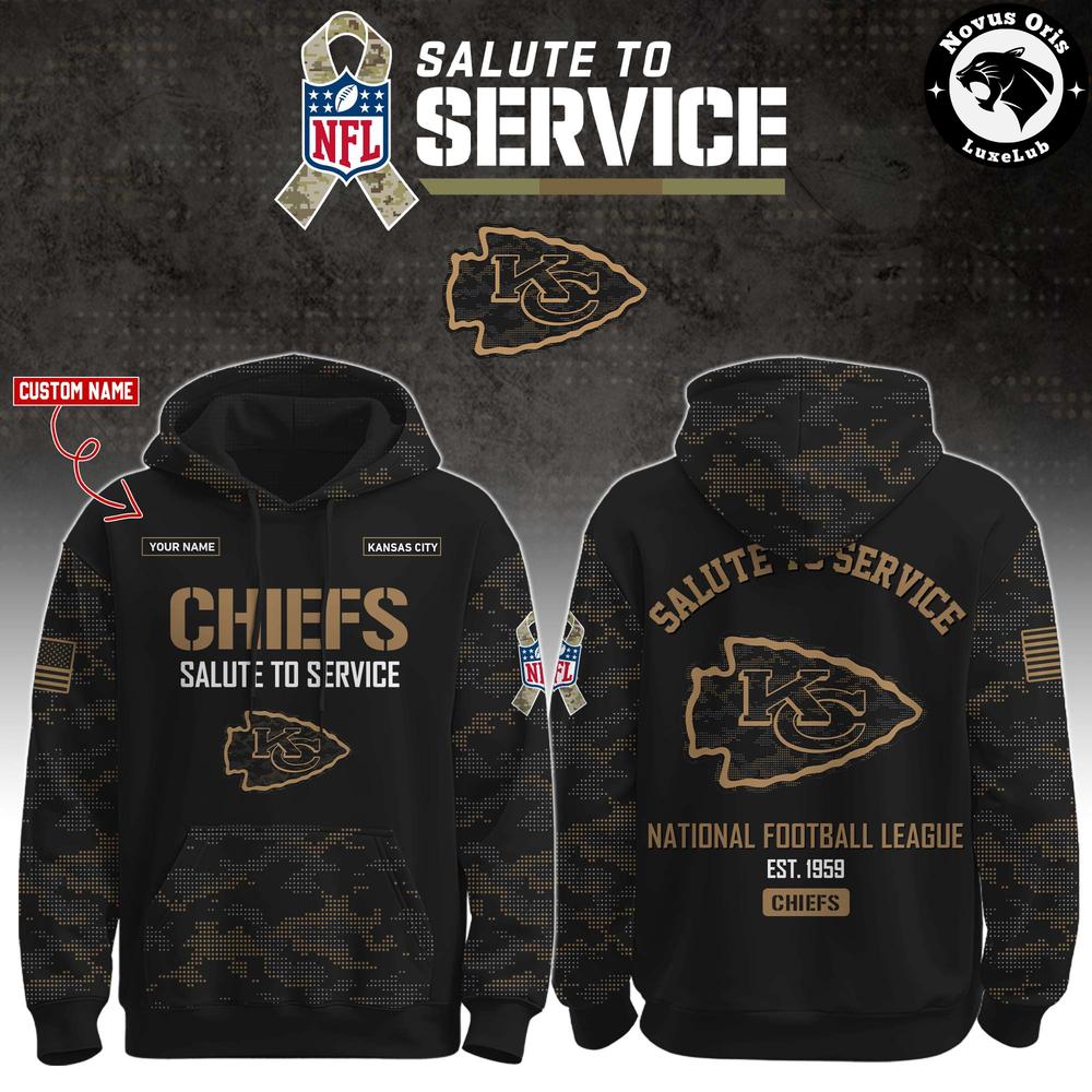 Kansas City Chiefs NFL Salute To Service 2026 Custom Camo Hoodie