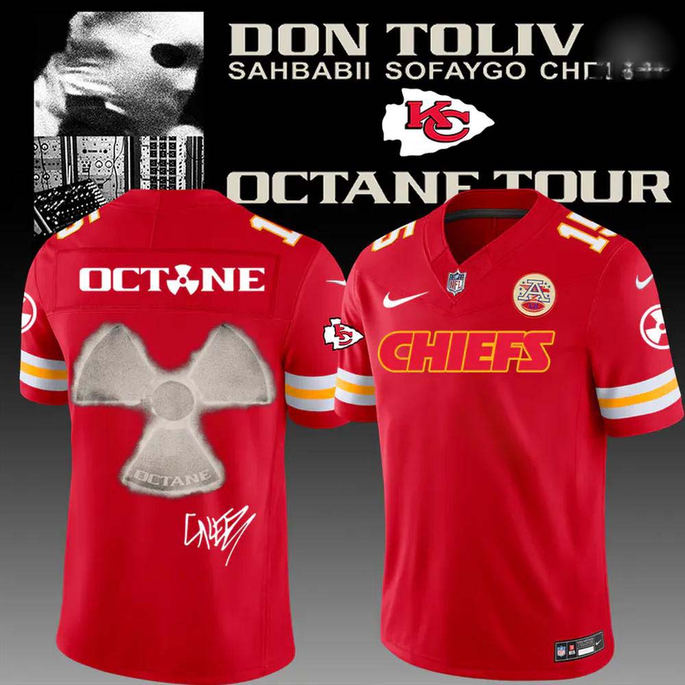 Kansas City Chiefs x Don Toliver Octane Tour Red Radiation Symbol Football Jersey