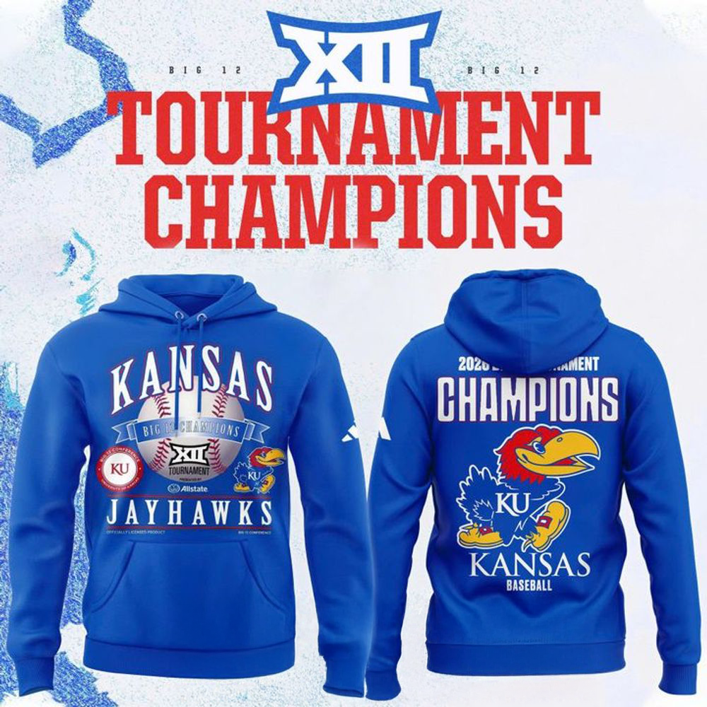 Kansas Jayhawks Blue 2026 Big 12 Baseball Tournament Champions Locker Room Hoodie