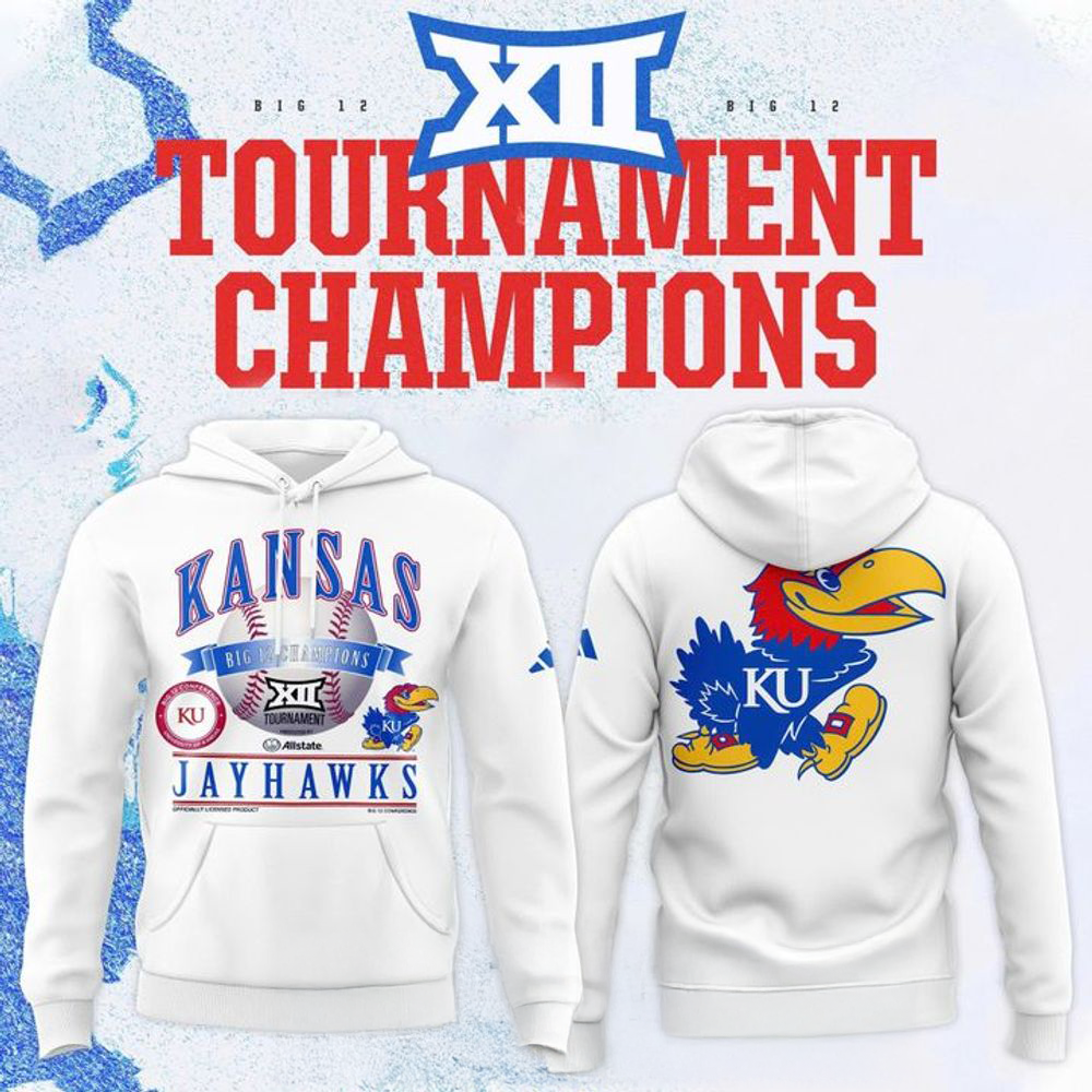 Kansas Jayhawks White 2026 Big 12 Baseball Tournament Champions Locker Room Hoodie