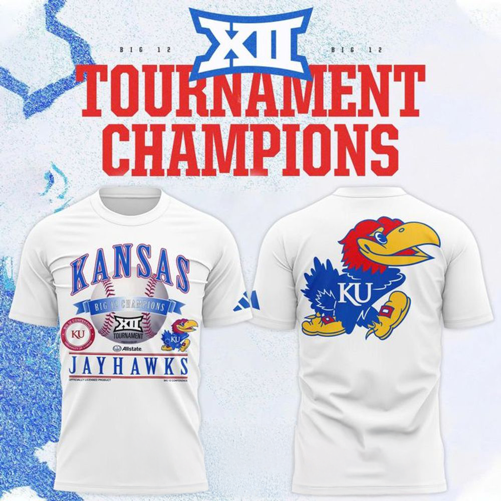 Kansas Jayhawks White 2026 Big 12 Baseball Tournament Champions Locker Room Shirt