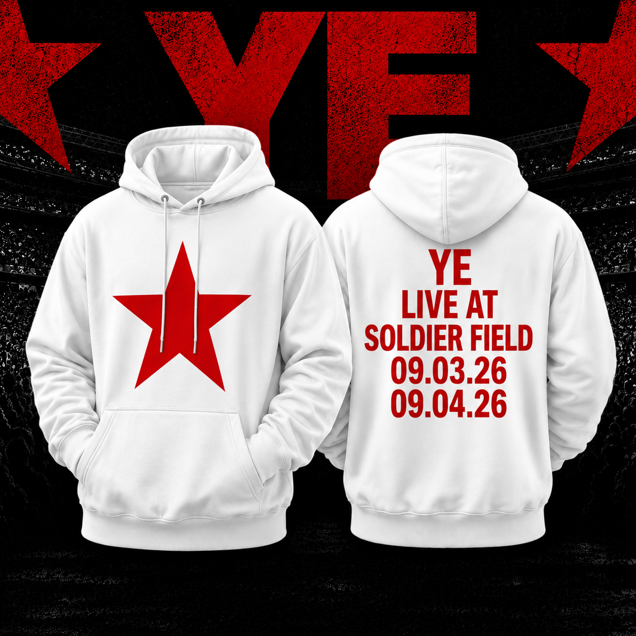 kanye west 2026 event tee live at soldier field in chicago il usa on september 3 4 2026 two sides hoodie merch lqRIc - merchtourboutique
