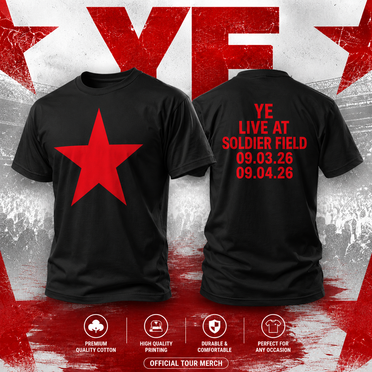 kanye west chicago 2026 soldier field t shirt limited yKV40 - merchtourboutique