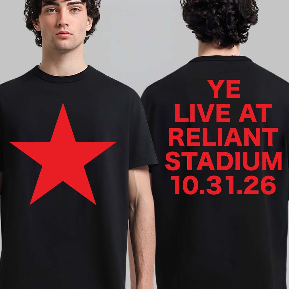 Kanye West Ye Live At Reliant Stadium Houston TX 2026 Concert Merch On October 31 2026 Star Black TShirt