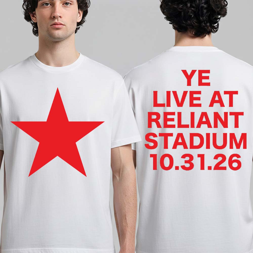 Kanye West Ye Live At Reliant Stadium Houston TX 2026 Concert Merch On October 31 2026 Star White TShirt