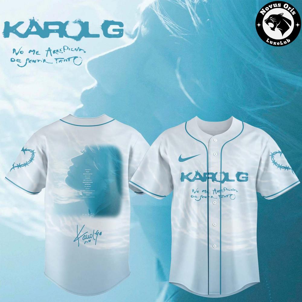 Karol G Album No Me Arrepiento de Sentir Tanto 2026 Baseball Jersey 1 - Unicasport Karol G Album No Me Arrepiento de Sentir Tanto 2026 Baseball Jersey