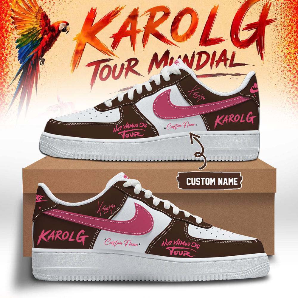 Karol G Tour Mundial Air Force 1 Sneakers - Brown Pink Custom Shoes