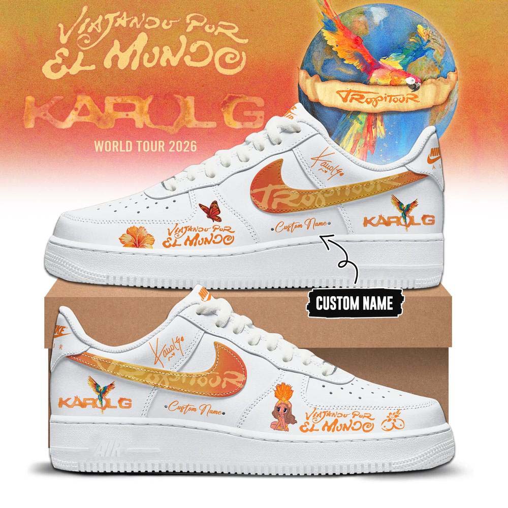 White Orange Air Force 1 Sneakers - Karol G Tropitour 2026