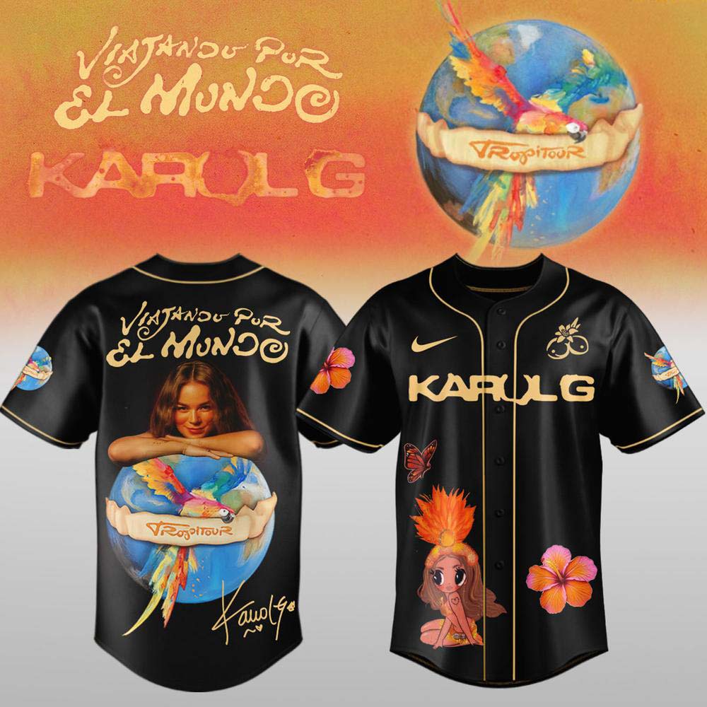 Black Floral Baseball Jersey - Karol G Viajando Por El Mundo Tropitour 2026