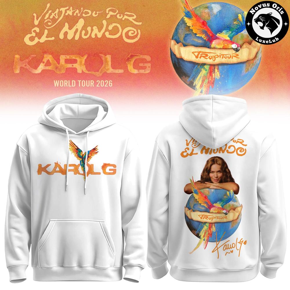 Karol G Viajando Por El Mundo Tropitour 2026 Hoodie 1 - Unicasport Karol G Viajando Por El Mundo Tropitour 2026 Hoodie