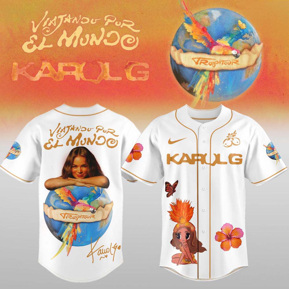 White Floral Baseball Jersey - Karol G Viajando Por El Mundo Tropitour 2026