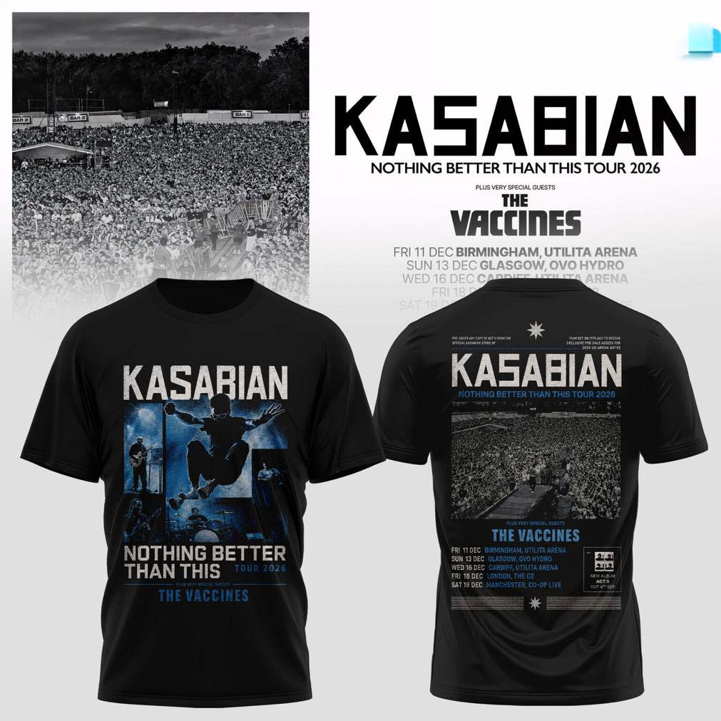 Kasabian Black 2026 Live Show Fan T Shirt