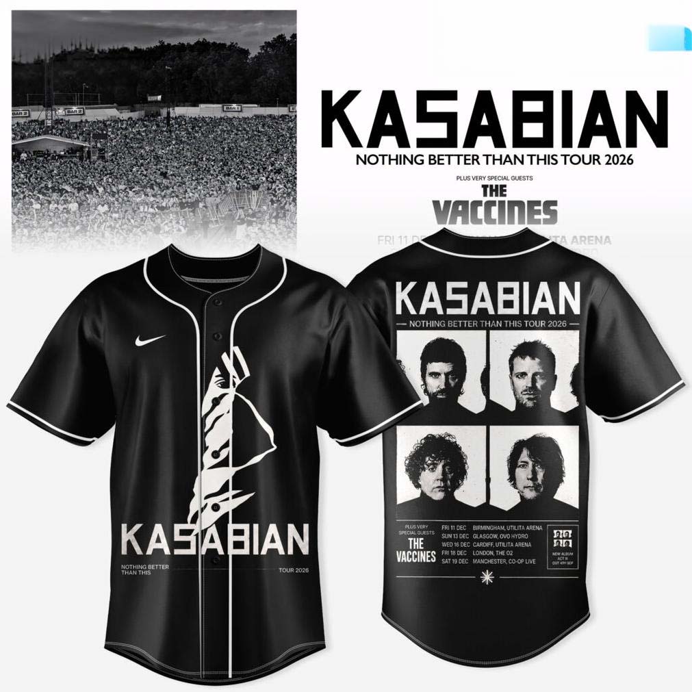 Kasabian Black 2026 Tour Baseball Jersey