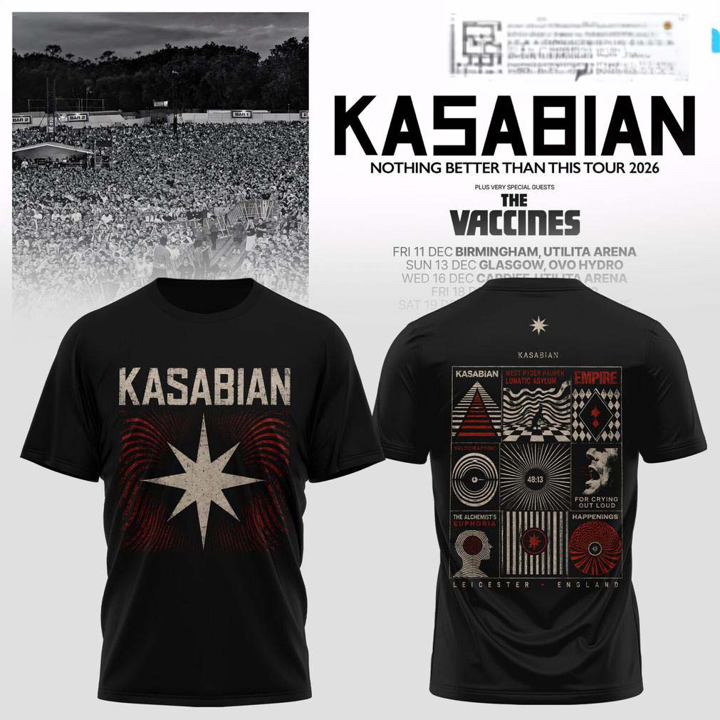 Kasabian Black Vaccines Concert Poster Graphic T Shirt