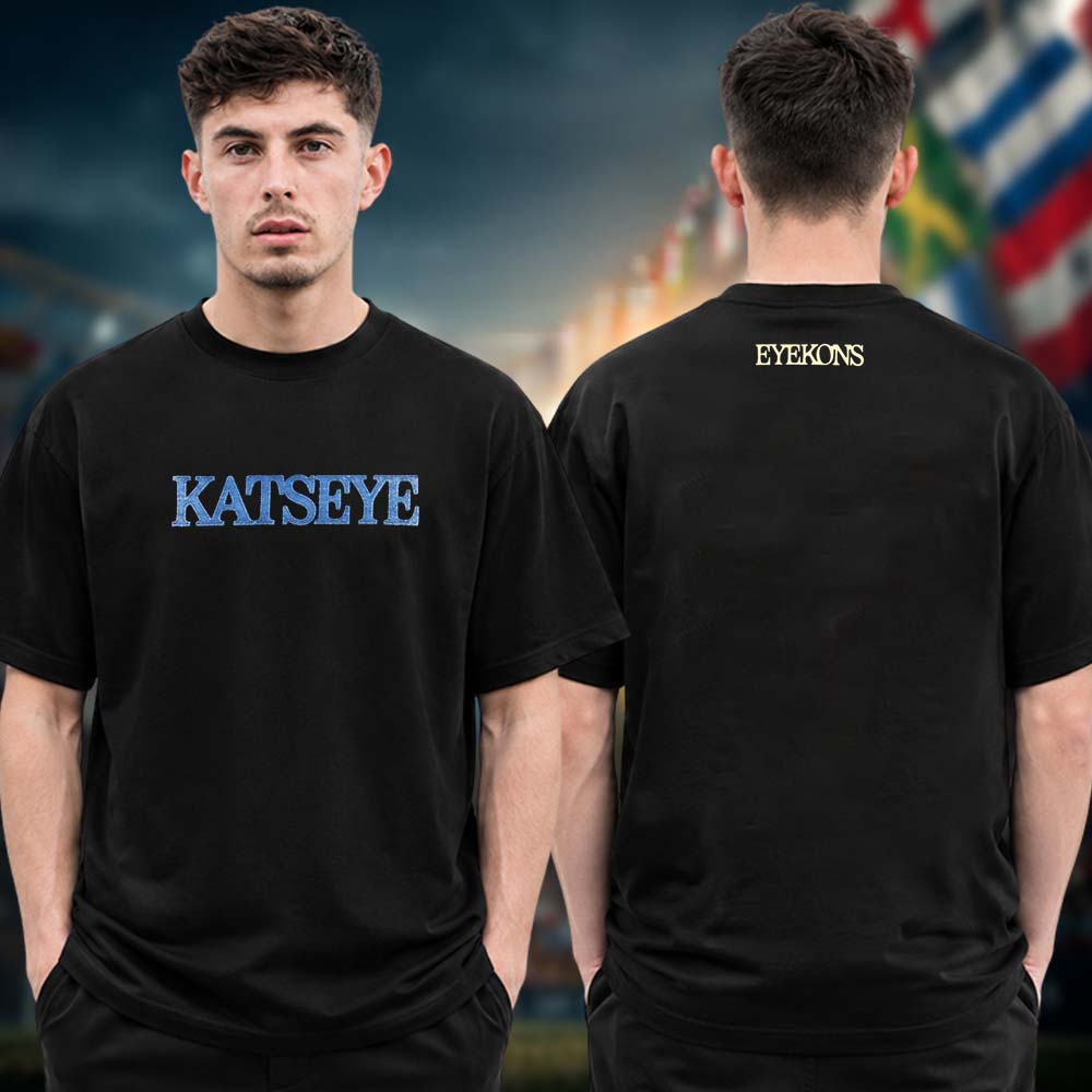 KATSEYE x EYEKONS Denim Logo Black Two Sided Unisex T Shirt