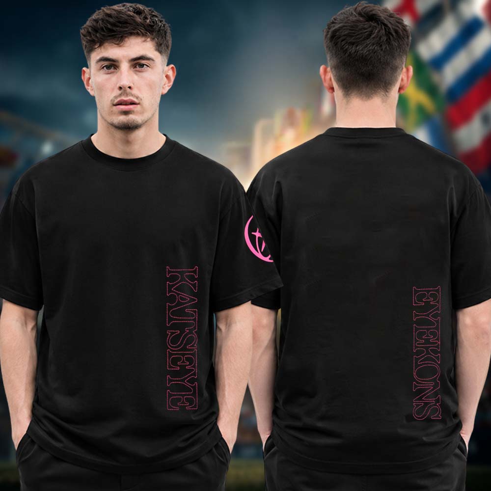 KATSEYE x EYEKONS Logo Stitch Black Two Sided Unisex T Shirt
