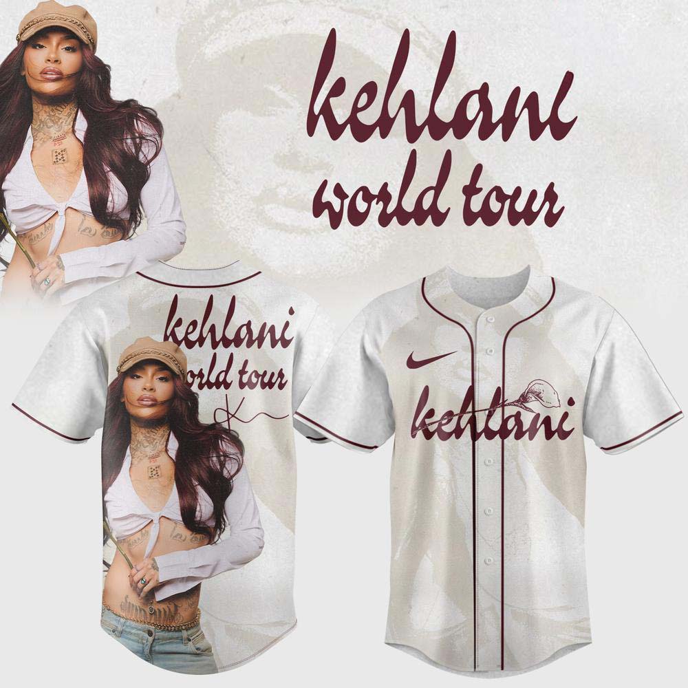 Kehlani World Tour Portrait White Baseball Jersey Ver1 Music Fan Collection 1 - Unicasport Kehlani World Tour Portrait White Baseball Jersey Ver1 Music Fan Collection