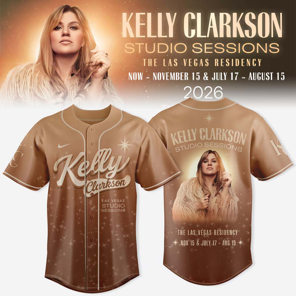 Kelly Clarkson Las Vegas Residency 2026 Studio Sessions Baseball Jersey - Best Gift for Fans