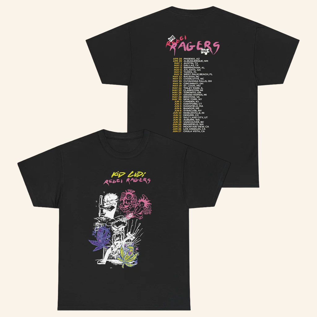 Kid Cudi Merch 2026 Rebel Ragers BlackTShirtKiD CuDi Tour Merch Rapper Fan Gift Ideas