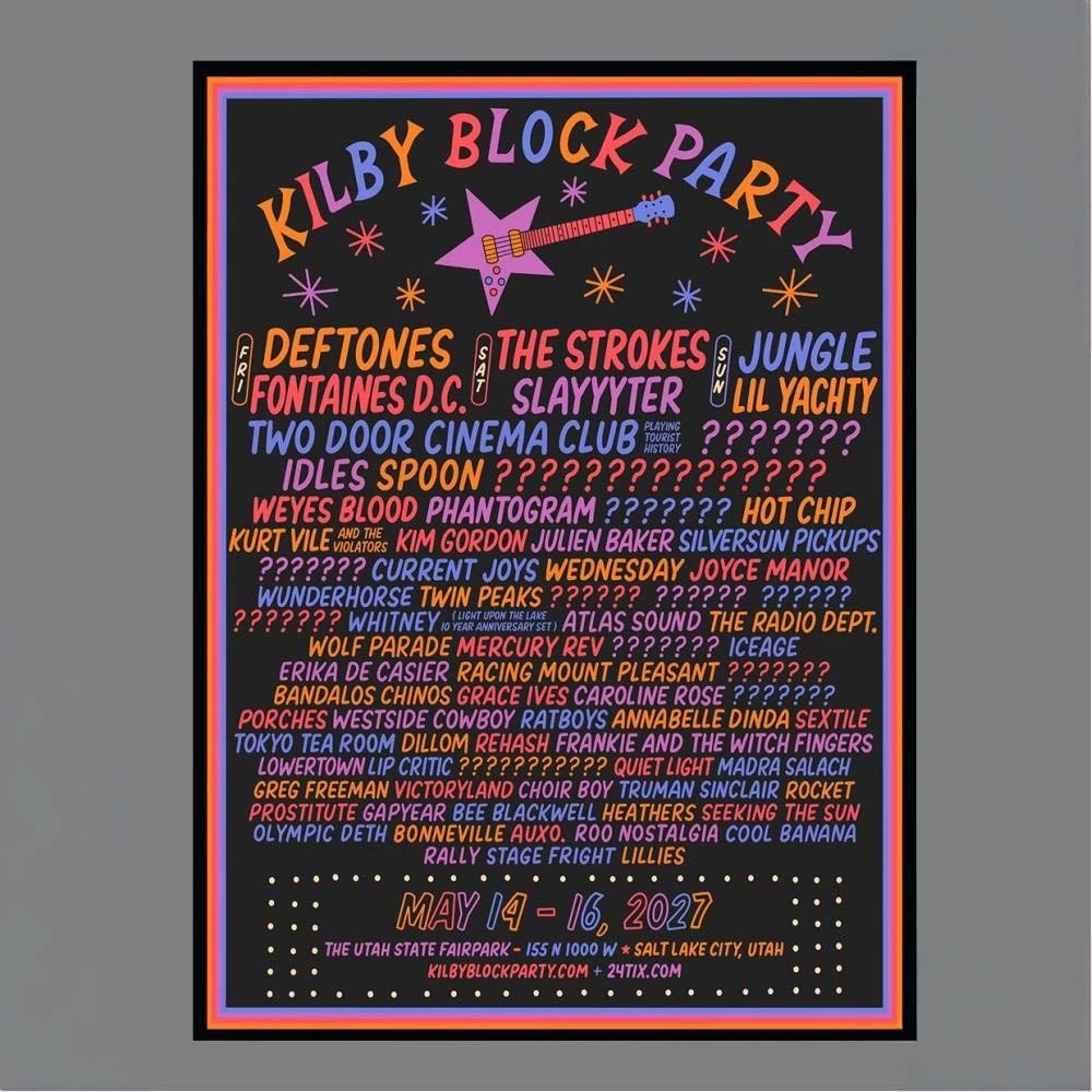 Kilby Block Party Deftones The Strokes Jungle May 1416 2027 Utah State Fairpark Concert Poster