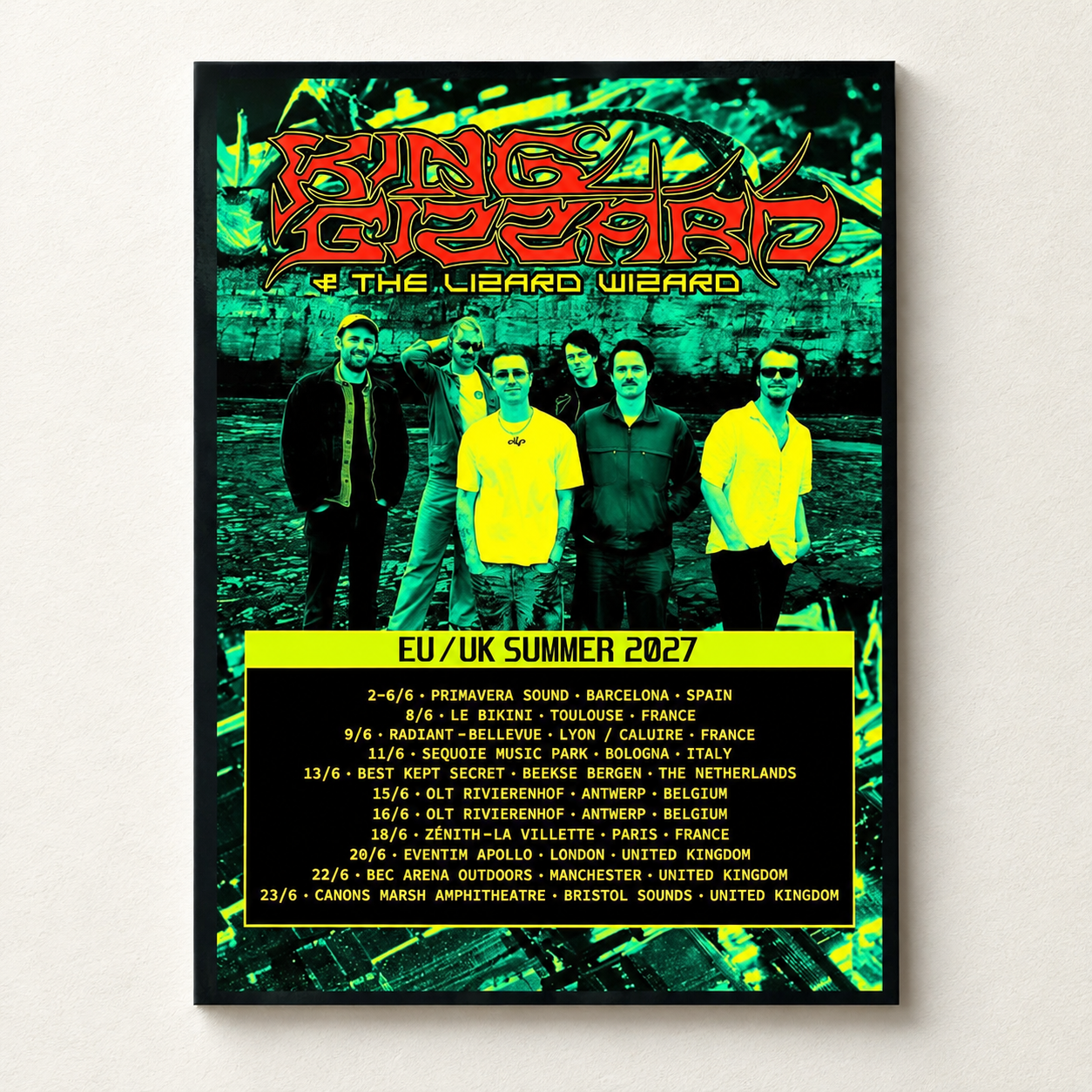 King Gizzard And The Lizard Wizard EU And UK Summer 2027 Tour Schedule Dates Home Decor Poster Canvas