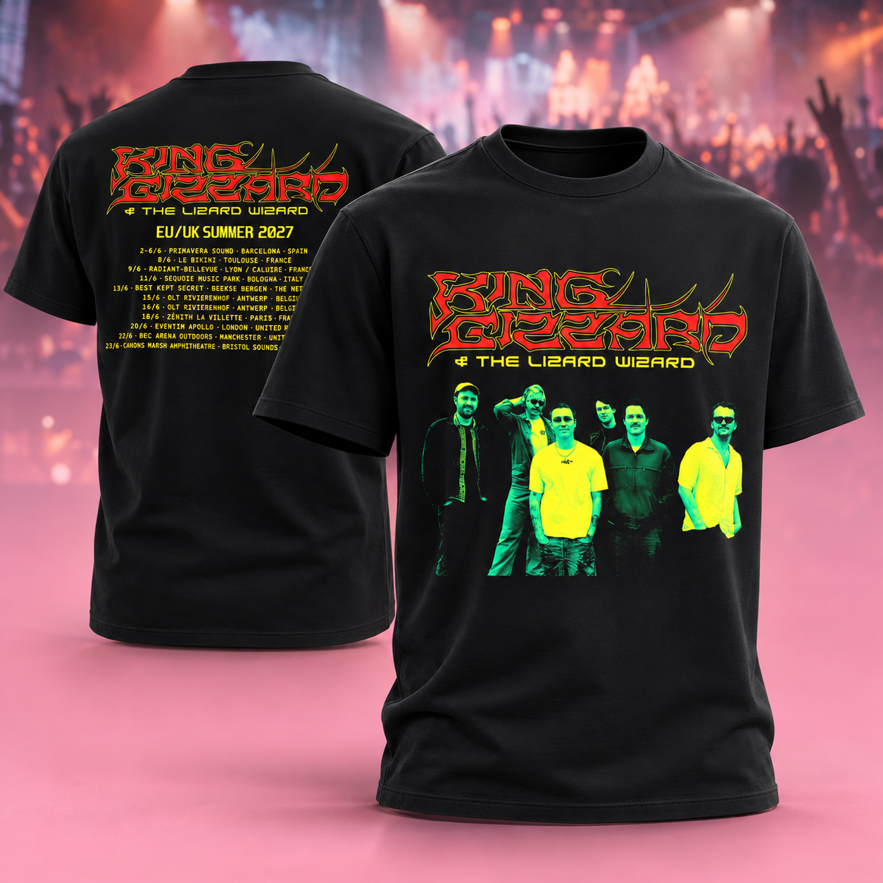 King Gizzard And The Lizard Wizard EU And UK Summer 2027 Tour Schedule Dates Two Sided TShirt