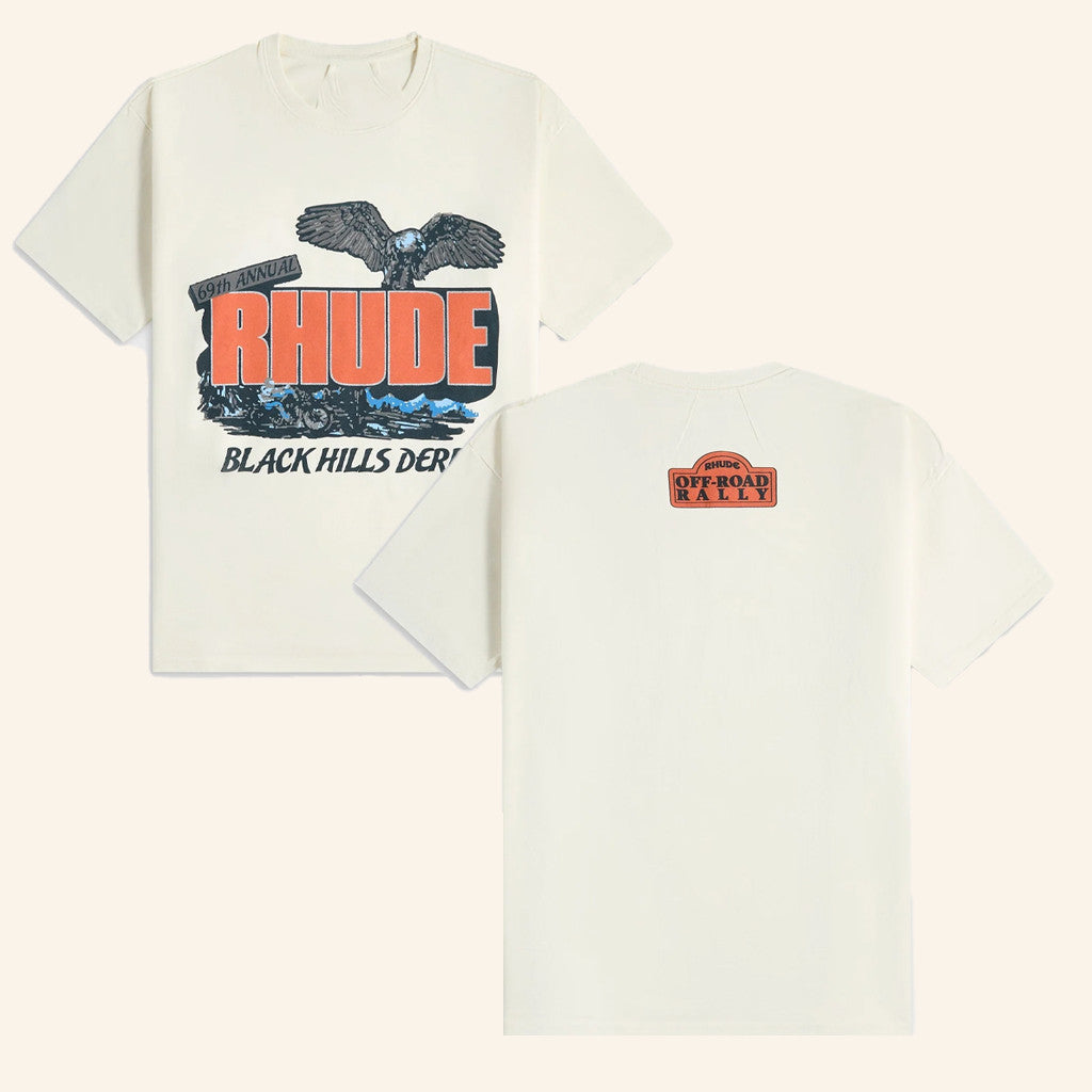 Kith Merch Rhude Black Hills Derby T-Shirt Husband Christmas Gift Ideas