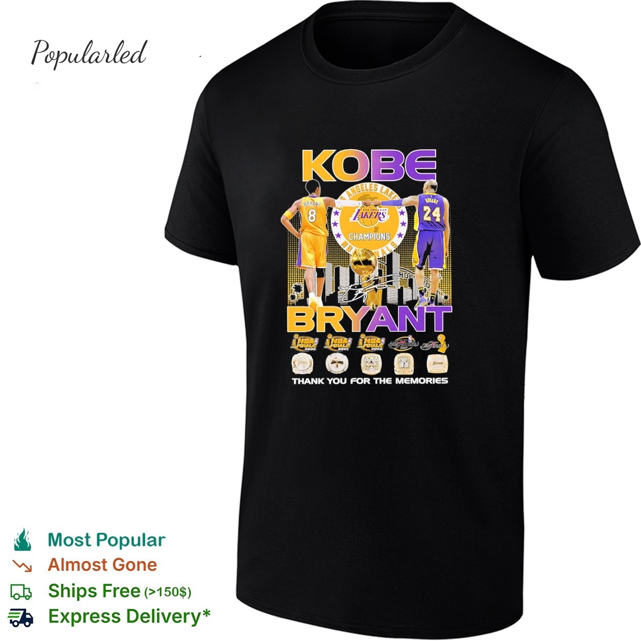 Kobe Bryant Los Angeles Lakers basketball thank you for the memories signature shirt
