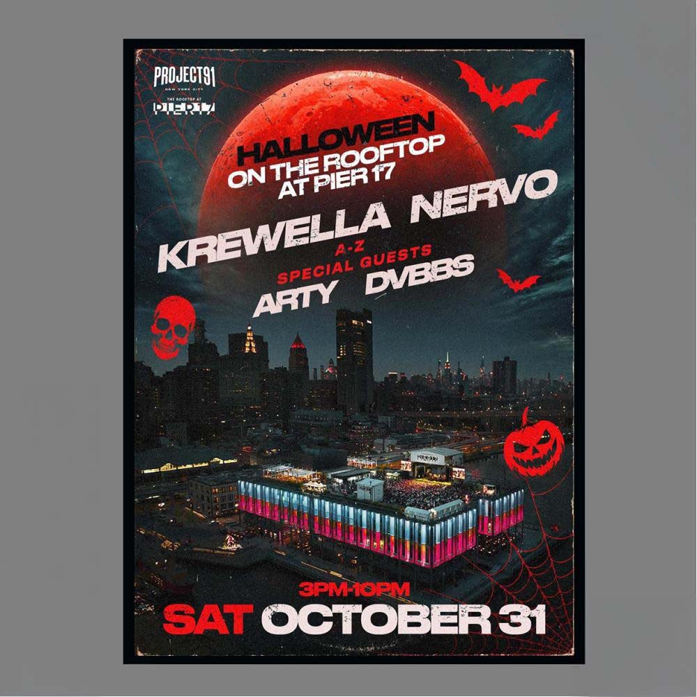 Krewella Nervo Halloween On The Rooftop At Pier 17 NYC Event Poster