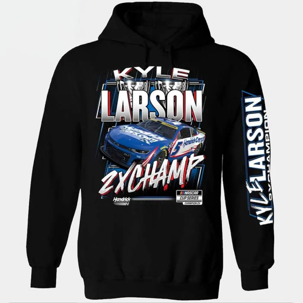 Kyle Larson 2025 Two Time NASCAR Cup Champions Trophy Hoodie Kyle Larson Merch Fan Gifts