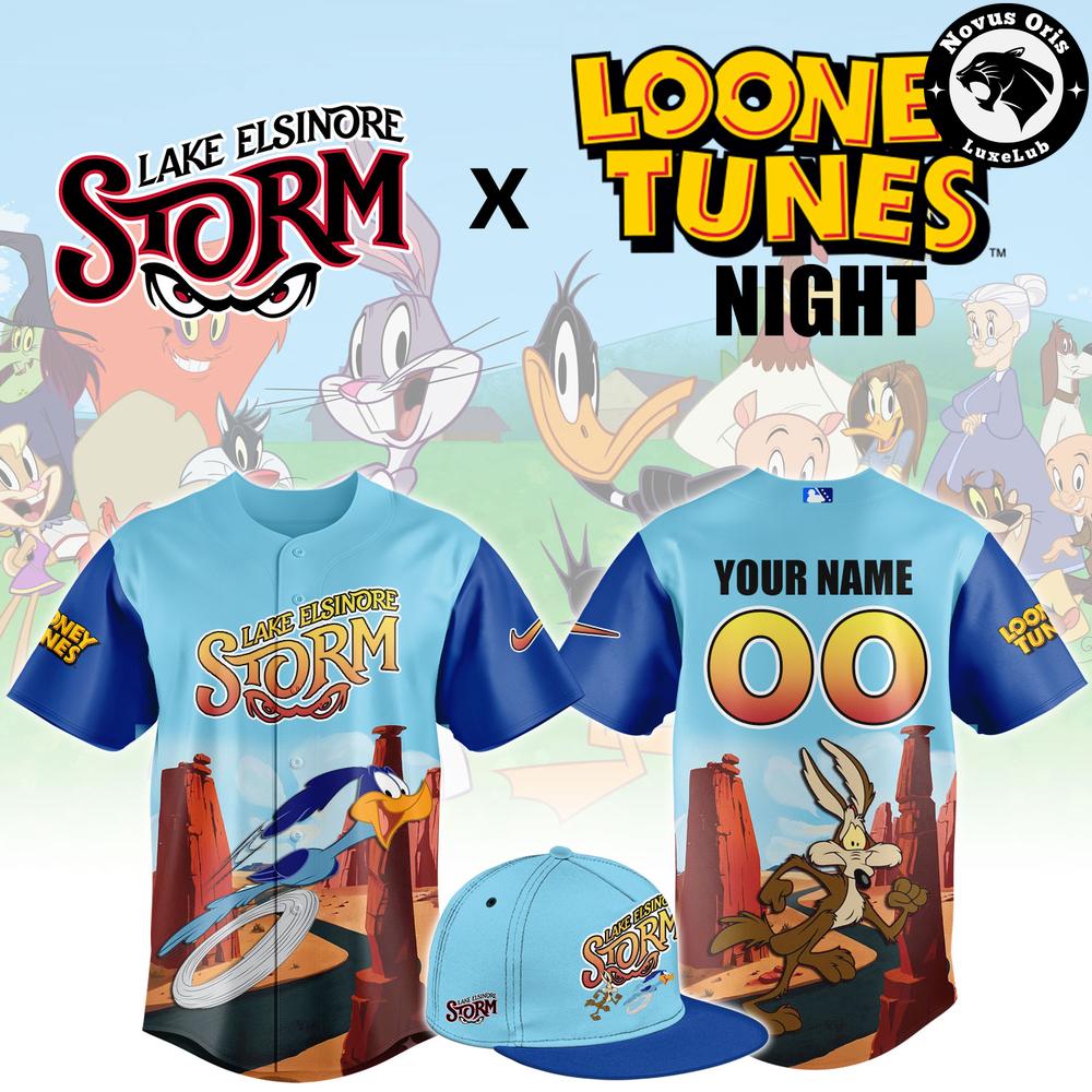Lake Elsinore Storm Looney Tunes Custom Name Baseball Jersey 1 - Unicasport Lake Elsinore Storm Looney Tunes Custom Name Baseball Jersey
