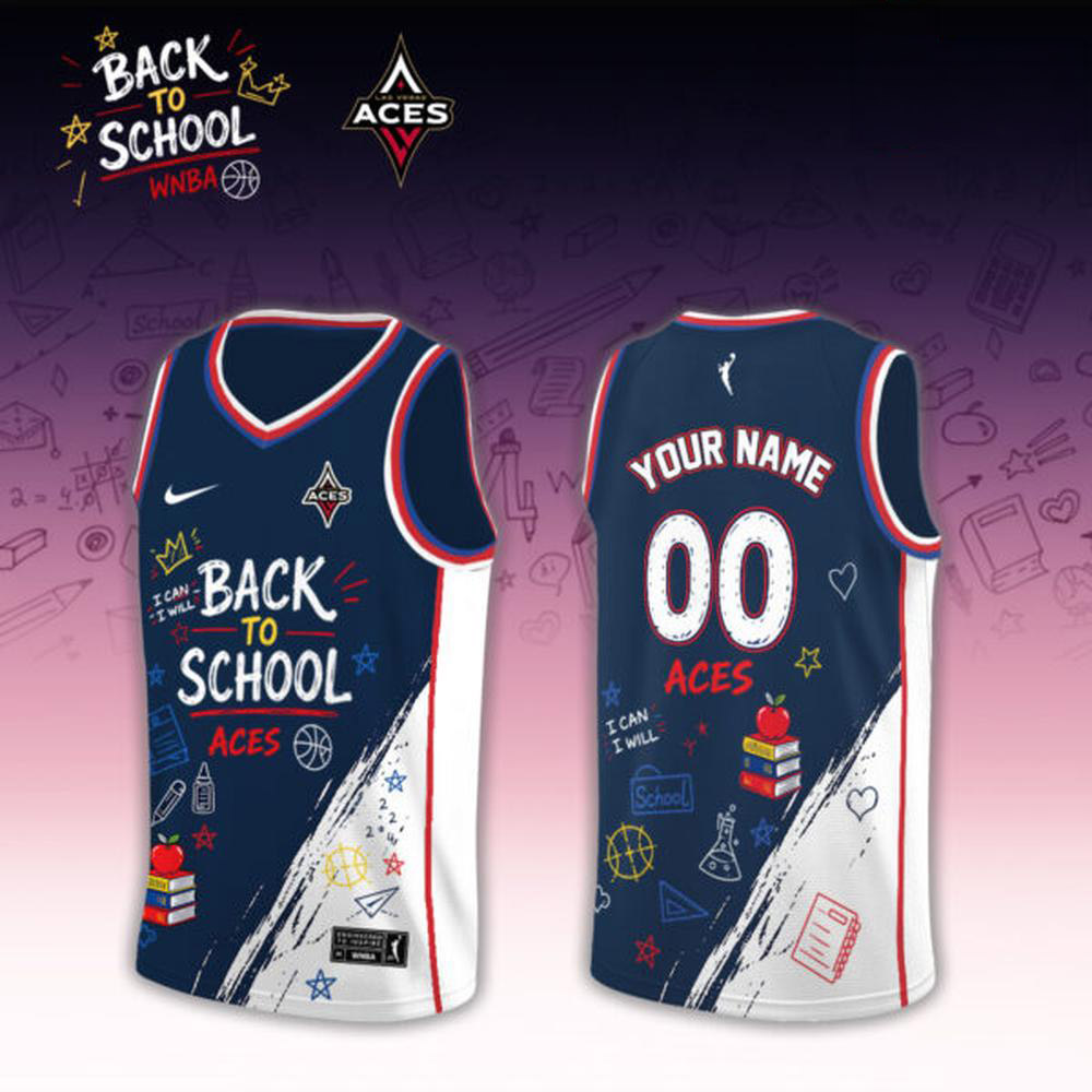Custom Las Vegas Aces Back to School Black Basketball Jersey 1 - Unicasport Custom Las Vegas Aces Back to School Black Basketball Jersey