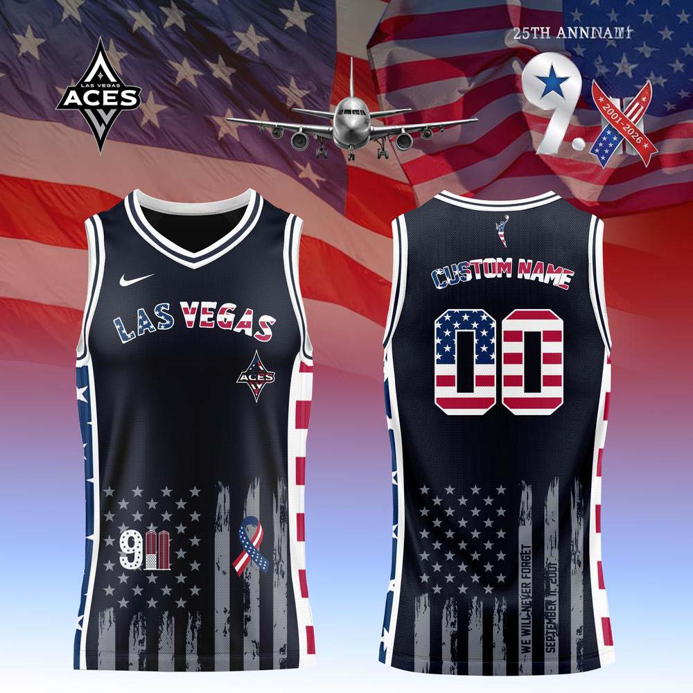 Las Vegas Aces 9/11 25th Anniversary Custom 00 Basketball Jersey Tribute Collection 2 - Unicasport Las Vegas Aces 9/11 25th Anniversary Custom 00 Basketball Jersey Tribute Collection