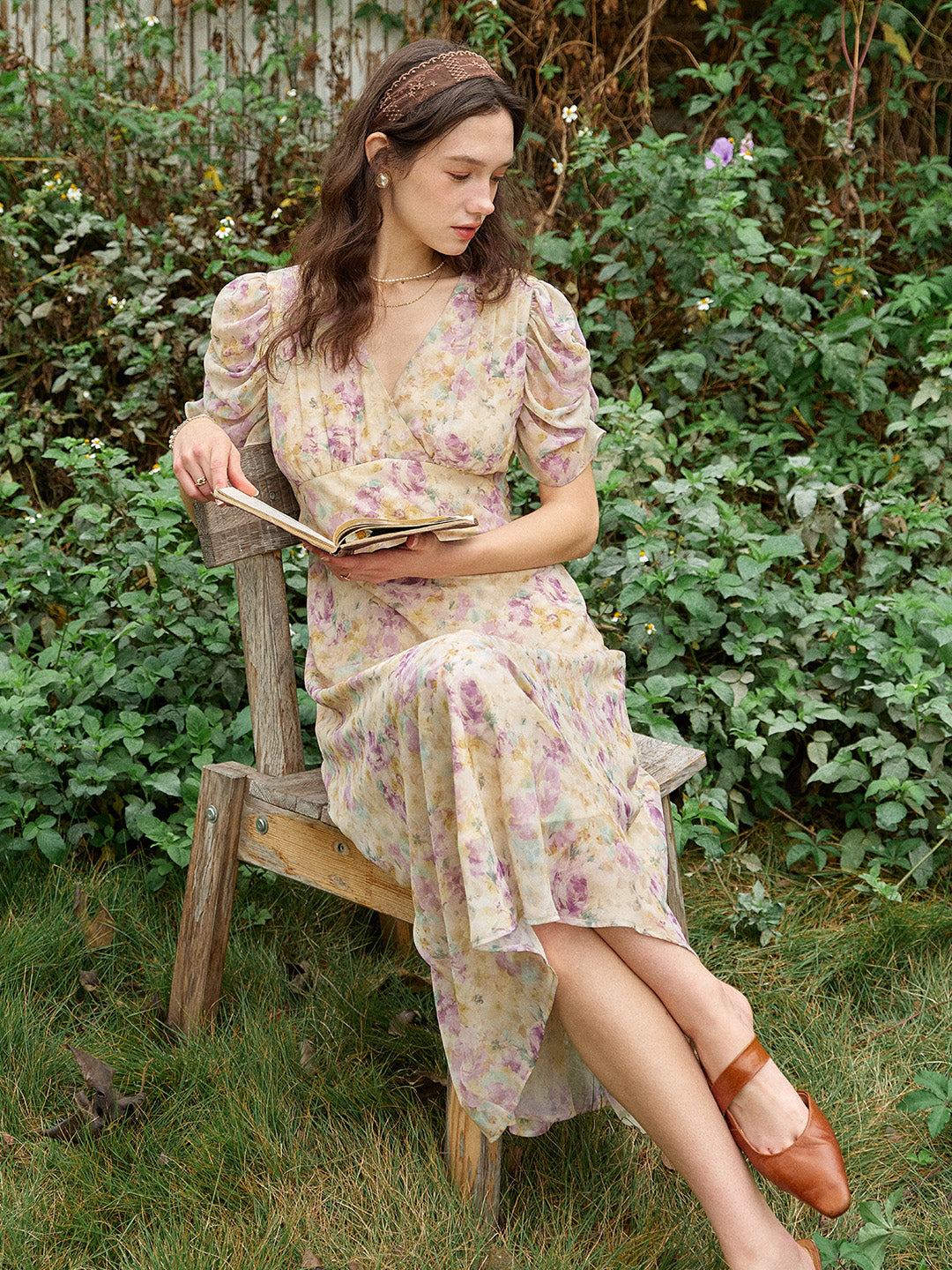 Lavender Purple Pink Floral Good Stylists Ruched Mellifluous Sun Dress