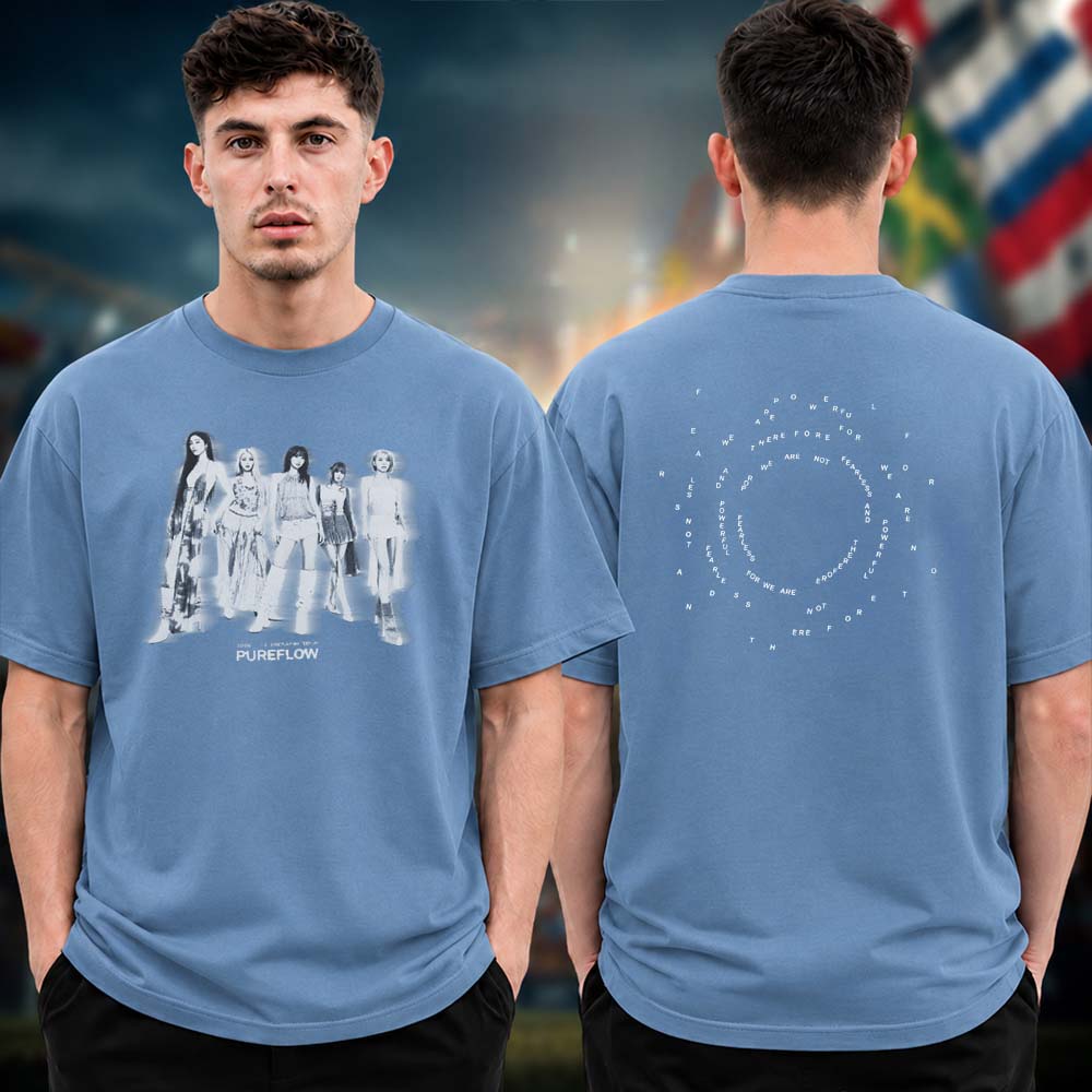 LE SSERAFIM Pureflow Tour 2026 Photo Blue Two Sided Unisex T Shirt