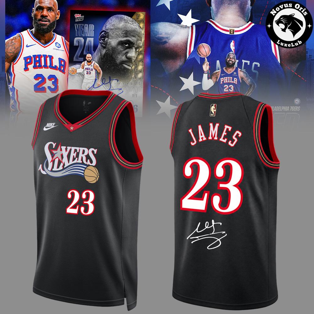 LeBron James 23 Philadelphia 76ers Signature Basketball Jersey 1 - Unicasport LeBron James 23 Philadelphia 76ers Signature Basketball Jersey