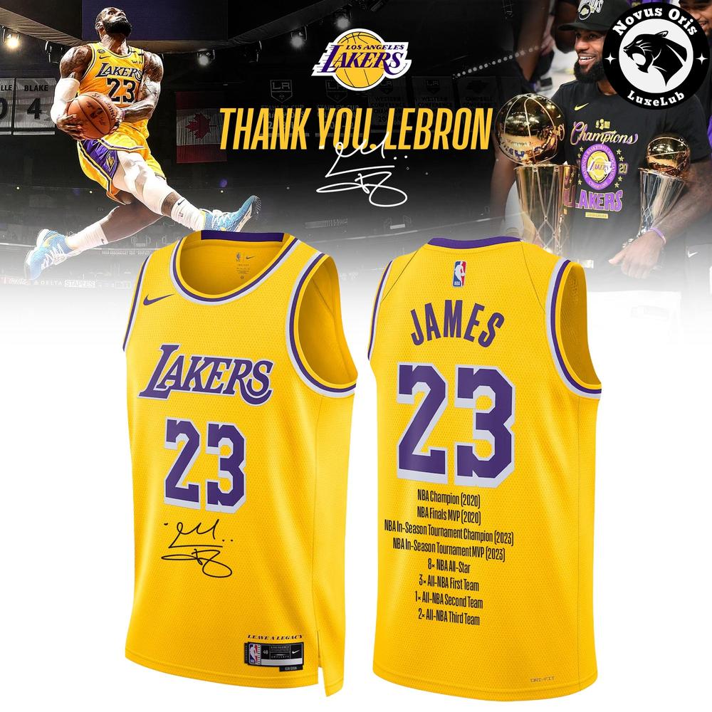 LeBron James Los Angeles Lakers Thank You Basketball Jersey 1 - Unicasport LeBron James Los Angeles Lakers Thank You Basketball Jersey