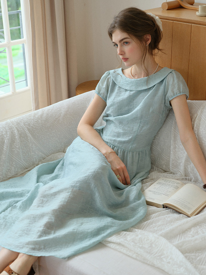 Limerence Sky Blue Good Stylists Collar Cotton Midi