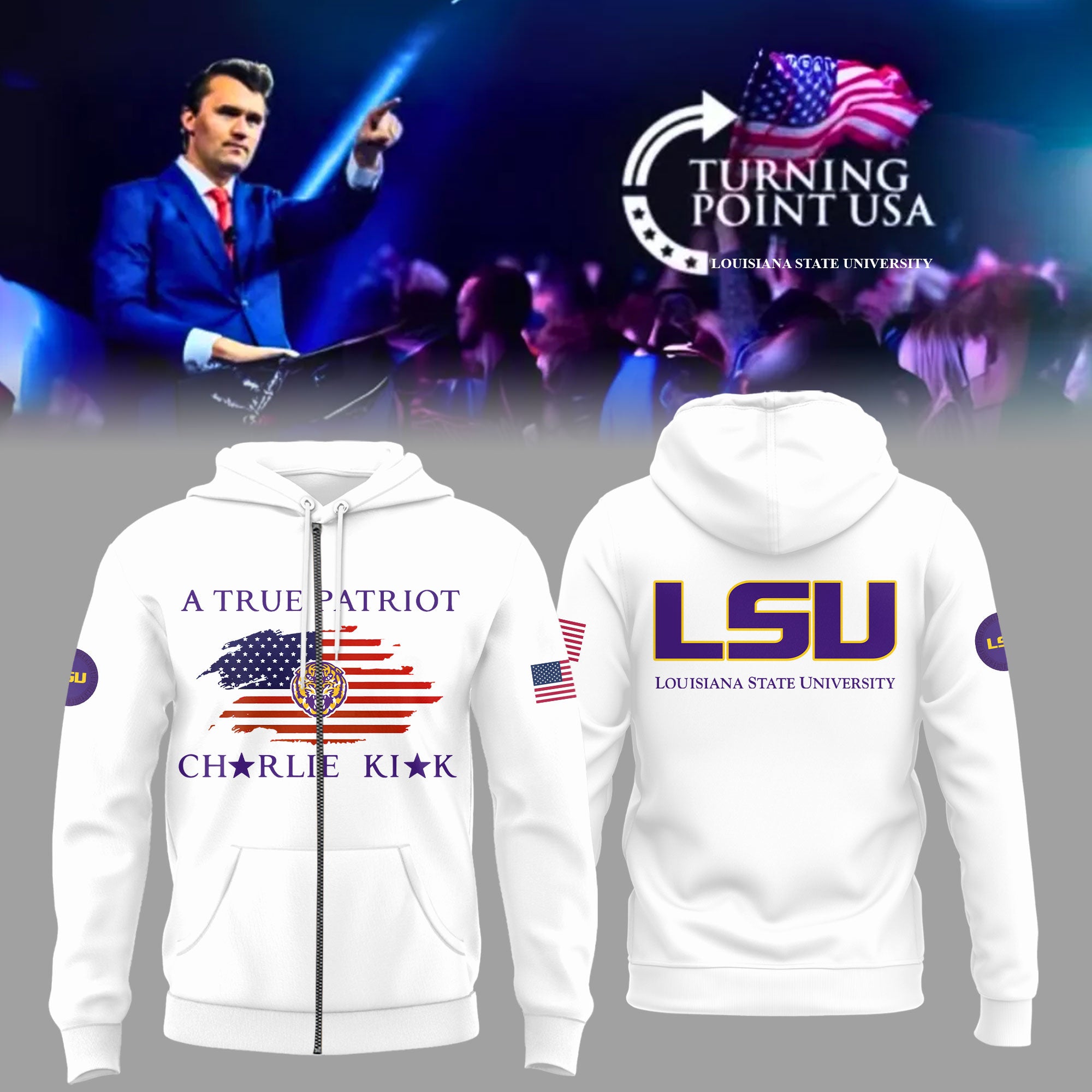 Limited Edition Louisiana State University x Turning Point USA ZIP Hoodie New Version 4
