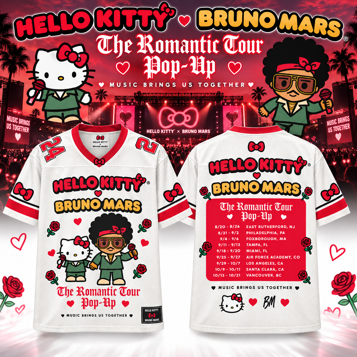 Limited Hello Kitty x Bruno Mars Tour The Romantic Tour Pop Up Date 2026 Jersey Merch 1 - Unicasport Limited Hello Kitty x Bruno Mars Tour The Romantic Tour Pop Up Date 2026 Jersey Merch