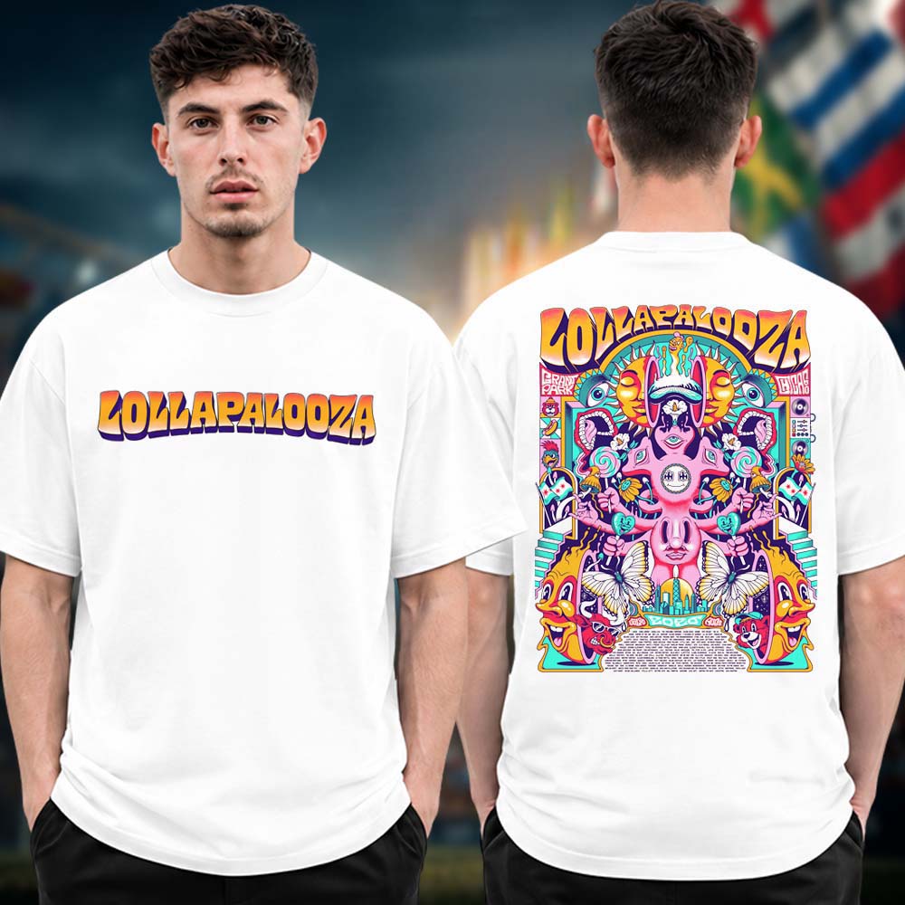 Lollapalooza Festival 2026 Concert Poster from Grant Park In Chicago IL On July 30 to Aug 2 2026 Line Up Two Sided Unisex T Shirt